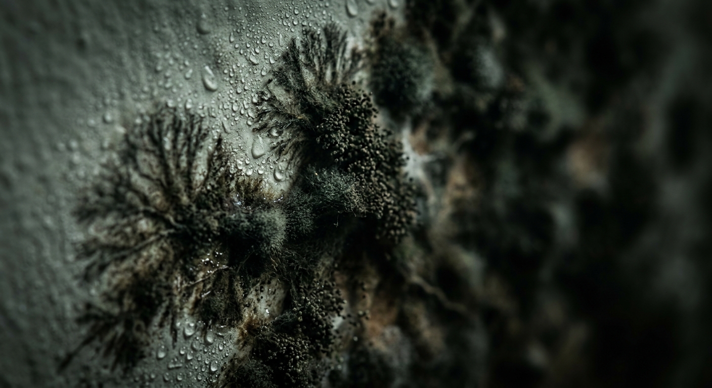 Black mold spores close-up macro